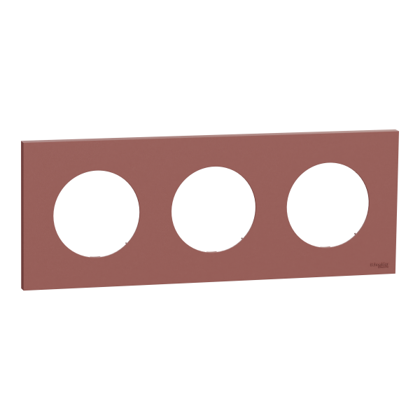 Odace - plaque de finition 3 postes - couleur rose grenat