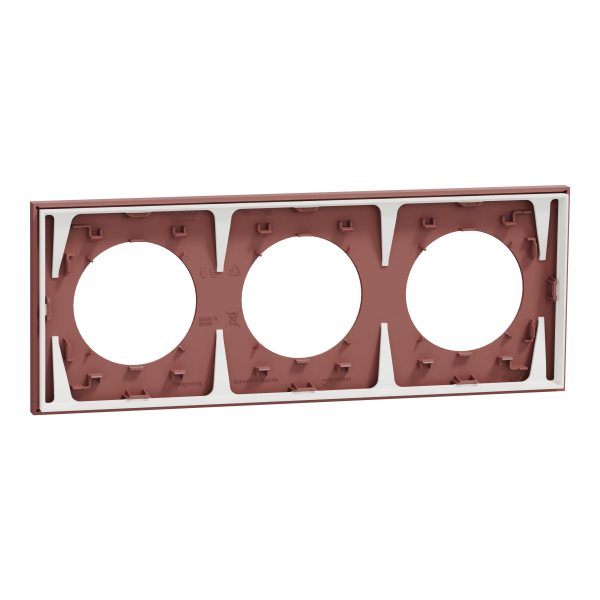 Odace - plaque de finition 3 postes - couleur rose grenat