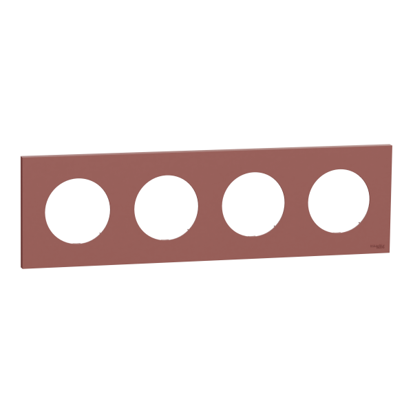Odace - plaque de finition 4 postes - couleur rose grenat