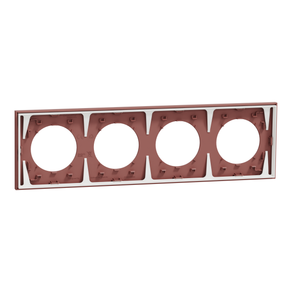 Odace - plaque de finition 4 postes - couleur rose grenat