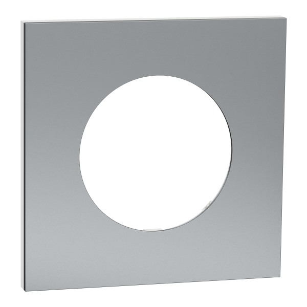 Odace métal - plaque de finition 1 poste - effet titane support blanc