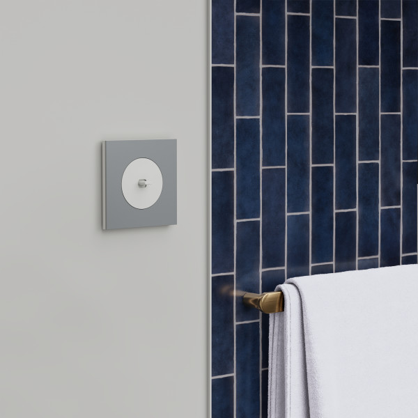 Odace métal - plaque de finition 1 poste - effet titane support blanc
