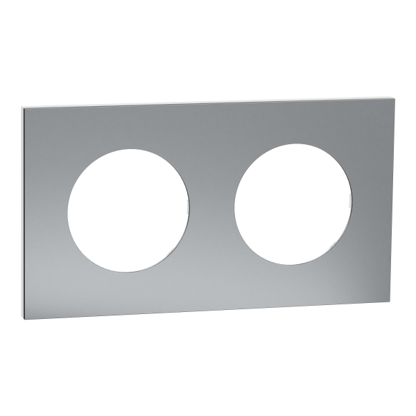 Odace métal - plaque de finition 2 postes - effet titane support blanc