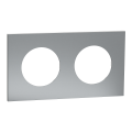 Odace métal - plaque de finition 2 postes - effet titane support blanc