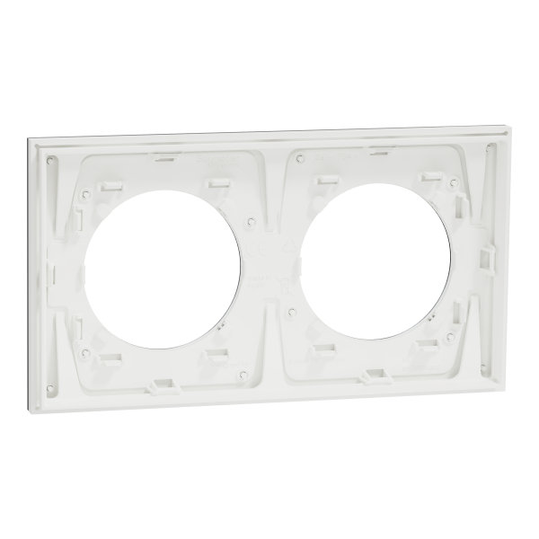 Odace métal - plaque de finition 2 postes - effet titane support blanc