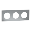 Odace métal - plaque de finition 3 postes - effet titane support blanc