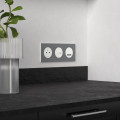 Odace métal - plaque de finition 3 postes - effet titane support blanc