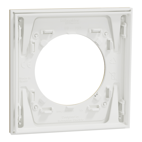 Odace métal - plaque de finition 1 poste - effet laiton support blanc