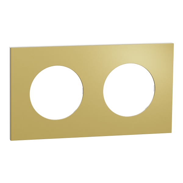 Odace métal - plaque de finition 2 postes - effet laiton support blanc