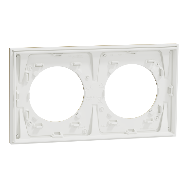 Odace métal - plaque de finition 2 postes - effet laiton support blanc
