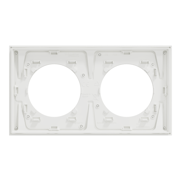 Odace métal - plaque de finition 2 postes - effet laiton support blanc