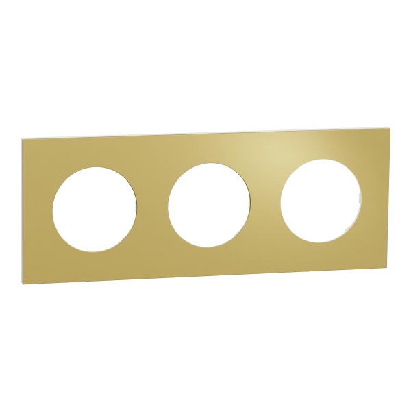 Odace métal - plaque de finition 3 postes - effet laiton support blanc