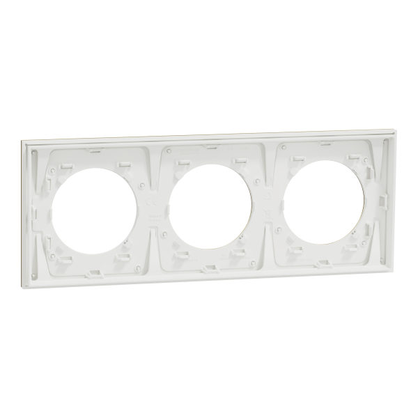 Odace métal - plaque de finition 3 postes - effet laiton support blanc