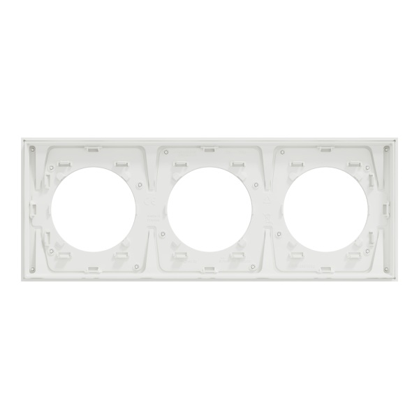 Odace métal - plaque de finition 3 postes - effet laiton support blanc