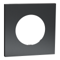 Odace métal - plaque de finition 1 poste - effet perle noire support noir