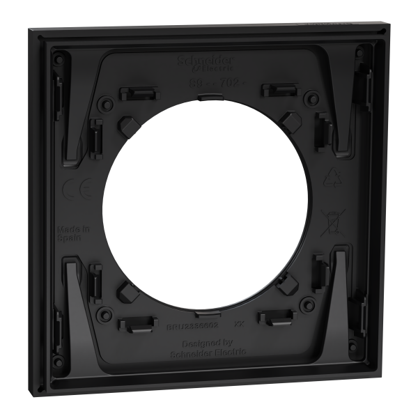 Odace métal - plaque de finition 1 poste - effet perle noire support noir