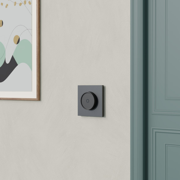 Odace métal - plaque de finition 1 poste - effet perle noire support noir