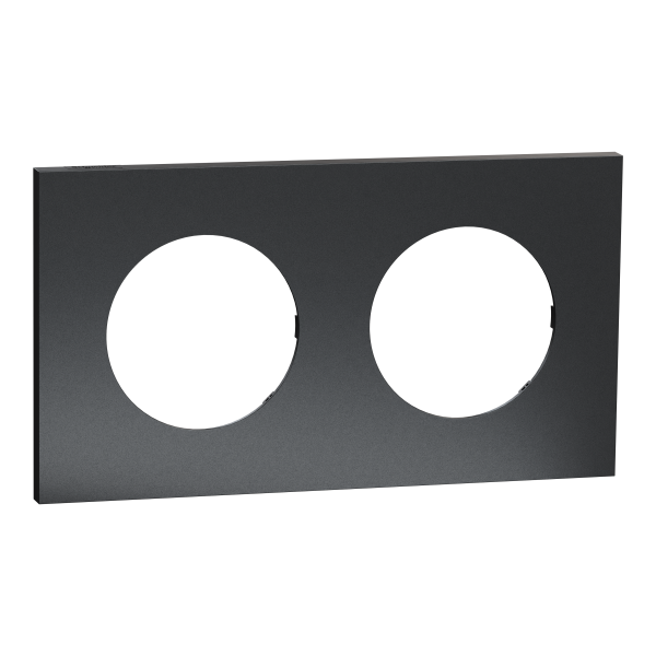 Odace métal - plaque de finition 2 postes - effet perle noire support noir