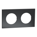 Odace métal - plaque de finition 2 postes - effet perle noire support noir