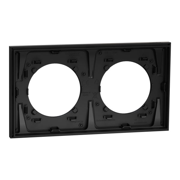 Odace métal - plaque de finition 2 postes - effet perle noire support noir