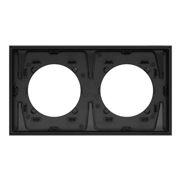 Odace métal - plaque de finition 2 postes - effet perle noire support noir