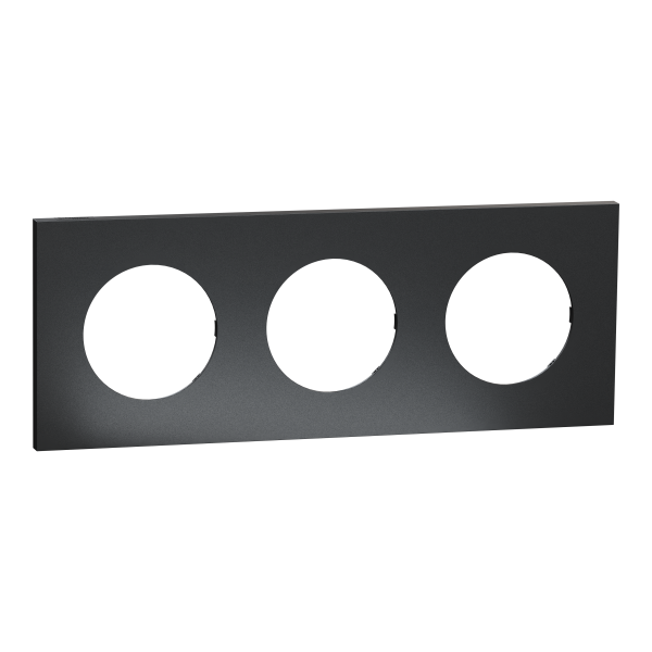 Odace métal - plaque de finition 3 postes - effet perle noire support noir