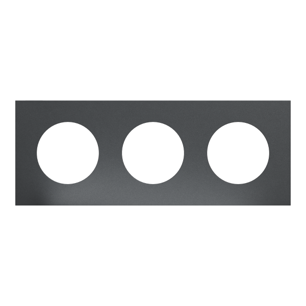 Odace métal - plaque de finition 3 postes - effet perle noire support noir