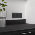 Odace métal - plaque de finition 3 postes - effet perle noire support noir