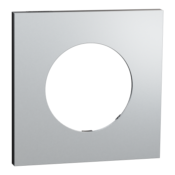 Odace métal - plaque de finition 1 poste - effet aluminium support noir
