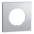 Odace métal - plaque de finition 1 poste - effet aluminium support noir