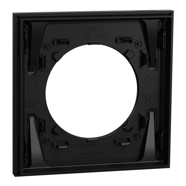 Odace métal - plaque de finition 1 poste - effet aluminium support noir