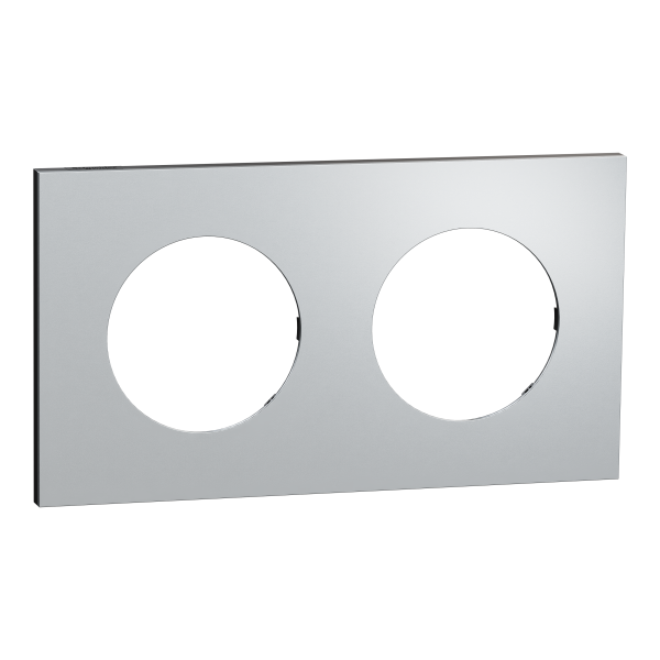 Odace métal - plaque de finition 2 postes - effet aluminium support noir
