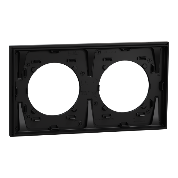 Odace métal - plaque de finition 2 postes - effet aluminium support noir