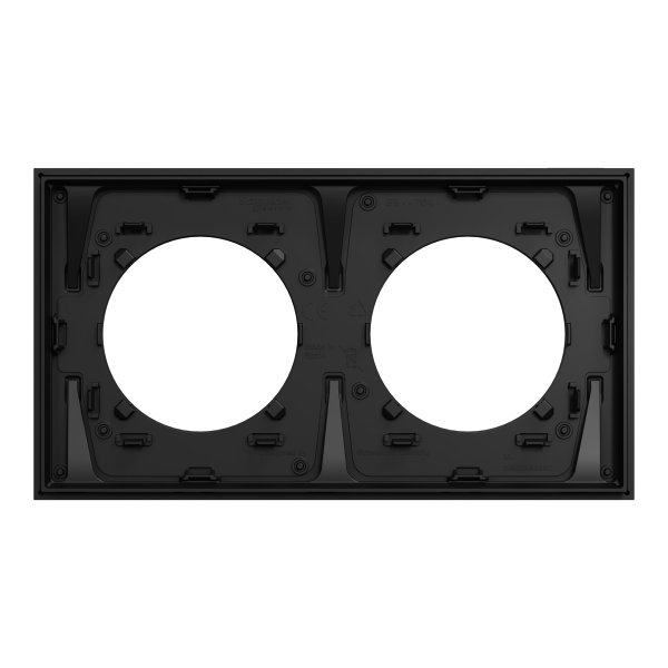 Odace métal - plaque de finition 2 postes - effet aluminium support noir