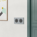 Odace métal - plaque de finition 2 postes - effet aluminium support noir