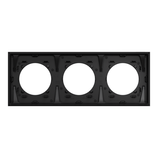 Odace métal - plaque de finition 3 postes - effet aluminium support noir