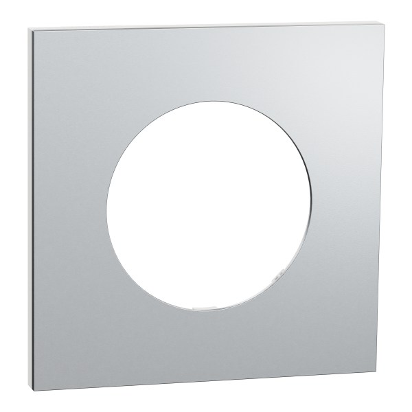 Odace métal - plaque de finition 1 poste - effet aluminium support blanc