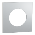 Odace métal - plaque de finition 1 poste - effet aluminium support blanc