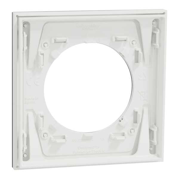 Odace métal - plaque de finition 1 poste - effet aluminium support blanc