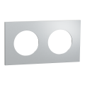 Odace métal - plaque de finition 2 postes - effet aluminium support blanc