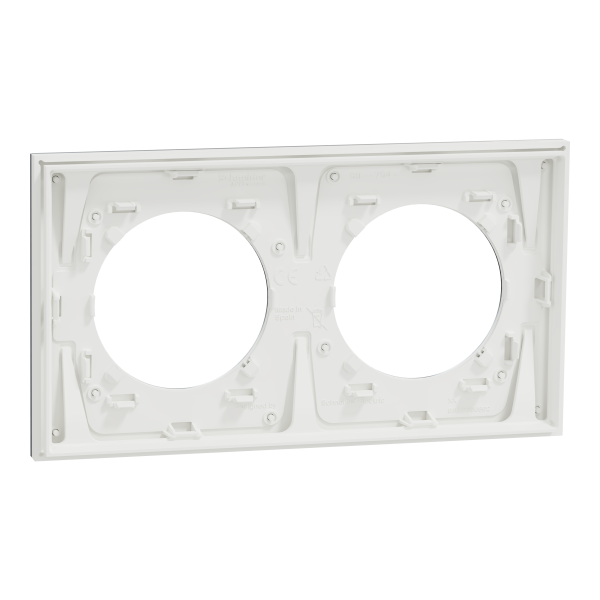 Odace métal - plaque de finition 2 postes - effet aluminium support blanc