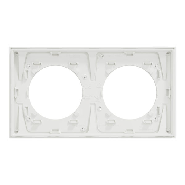 Odace métal - plaque de finition 2 postes - effet aluminium support blanc