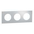 Odace métal - plaque de finition 3 postes - effet aluminium support blanc