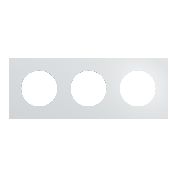Odace métal - plaque de finition 3 postes - effet aluminium support blanc