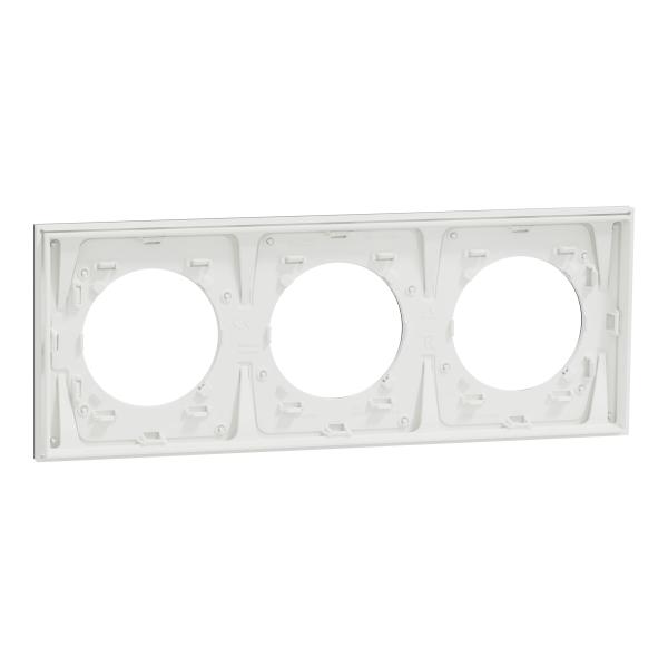Odace métal - plaque de finition 3 postes - effet aluminium support blanc