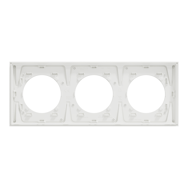 Odace métal - plaque de finition 3 postes - effet aluminium support blanc