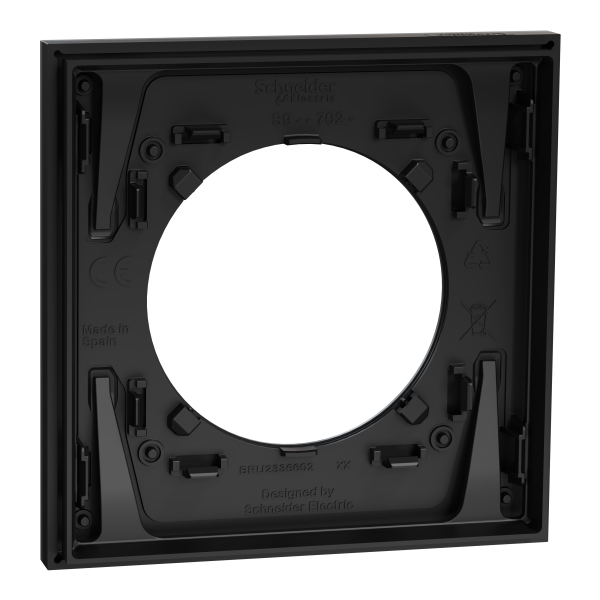 Odace métal - plaque de finition 1 poste - effet titane support noir
