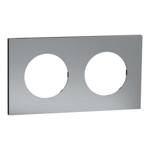 Odace métal - plaque de finition 2 postes - effet titane support noir