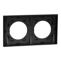 Odace métal - plaque de finition 2 postes - effet titane support noir