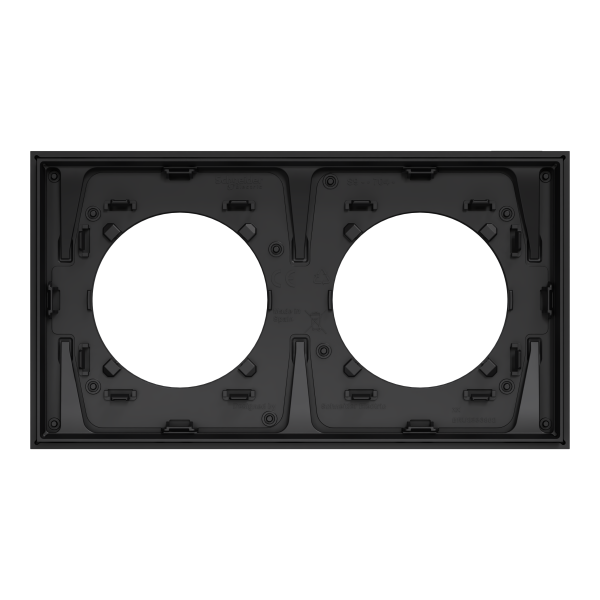 Odace métal - plaque de finition 2 postes - effet titane support noir